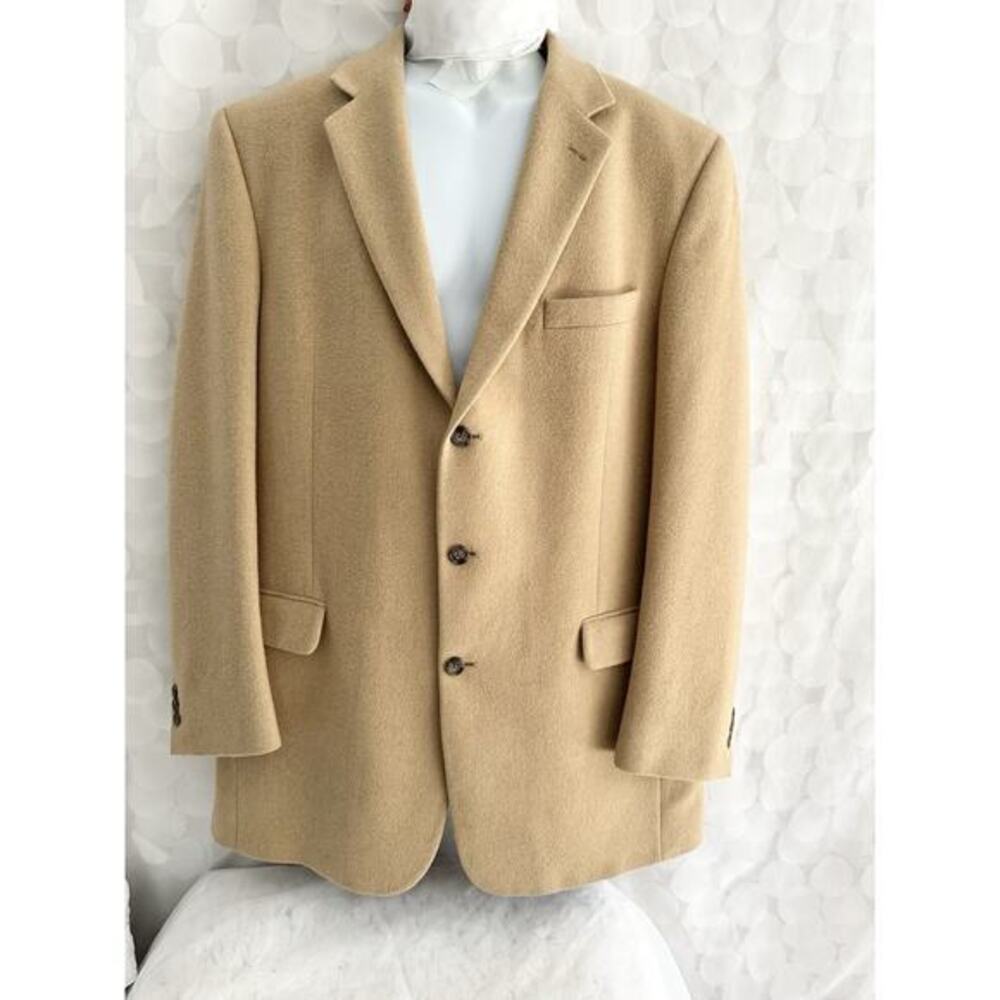Joseph A Banks 100% Camel Hair Blazer Sports Coat Mens Size 42 X LONG Tan